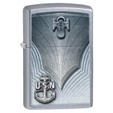 Zippo 28682 Classic Street Chrome USN Windproof Pocket Lighter ,