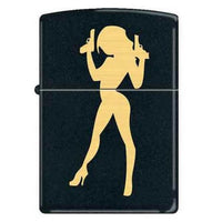 Zippo AD214 Classic Sexy Lady Big Gun Black Matt Windproof Lighter ,