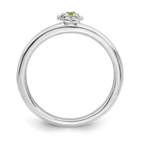 Sterling Silver Stackable Expressions Rhodium Peridot Boy Ring | QSK1918 ,