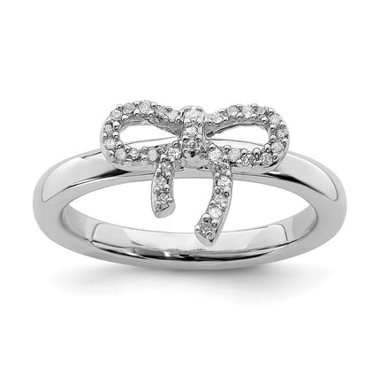 Sterling Silver Stackable Expressions Bow Diamond Ring | QSK330 ,