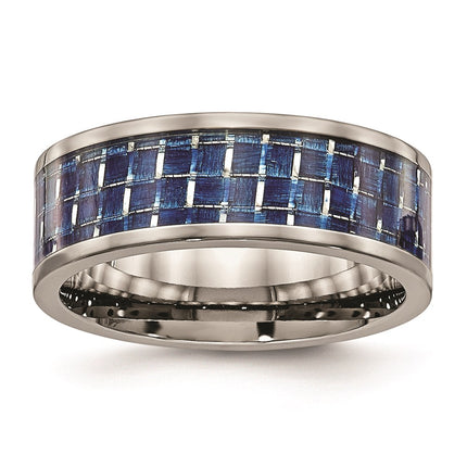Titanium Polished w/ Blue Carbon Fiber Inlay Band | TB478 ,