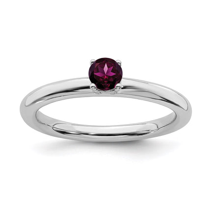 Sterling Silver Stackable Expressions Rhodium Rhodolite Garnet Ring | QSK1904 ,