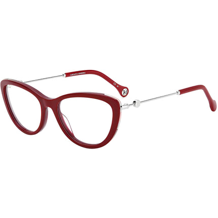 Carolina Herrera Women's Eyeglasses - Burgundy Plastic Cat Eye Frame | CH 0021 0LHF ,