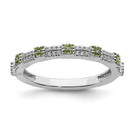 Sterling Silver Stackable Expressions Peridot & Diamond Ring | QSK2155 ,