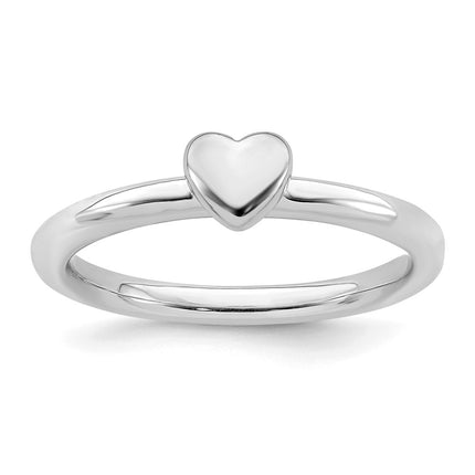 Sterling Silver Stackable Expressions Rhodium Puffed Heart Ring | QSK1989 ,