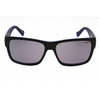 Hugo Men's Sunglasses - Matte Black Blue Rectangular Plastic Frame | HG 0176/S 00VK IR ,