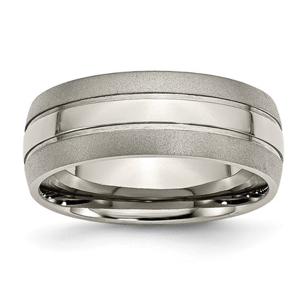 Titanium Grooved 8mm Brushed and Polished Band | TB191 ,