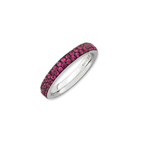 Sterling Silver Stackable Expressions Polished Created Ruby Ring | QSK663 ,