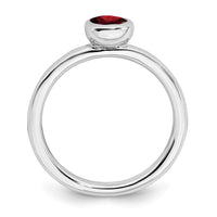 Sterling Silver Stackable Expressions Low 5mm Round Garnet Ring | QSK508 ,