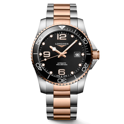 Longines Men's Watch - HydroConquest Automatic Black Dial Two Tone Steel | L37813587 ,