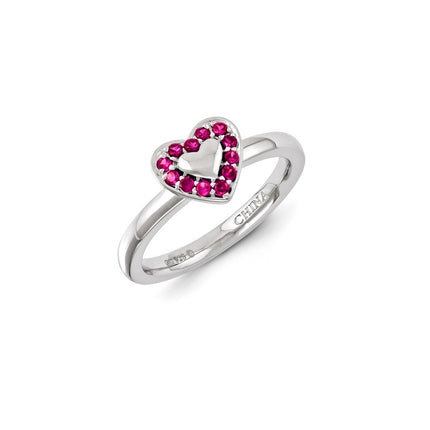 Sterling Silver Stackable Expressions Created Ruby Ring | QSK1253 ,
