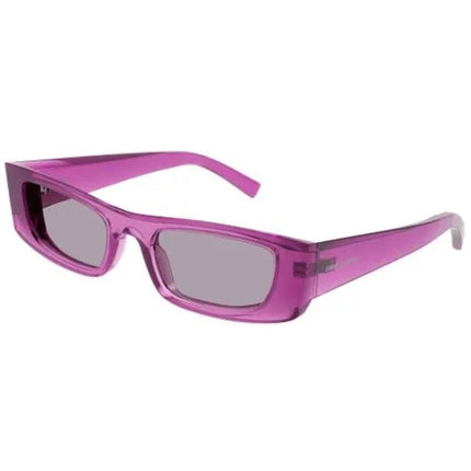Saint Laurent Unisex Sunglasses - Pink Rectangular Shape Frame Violet Lens | SL553 003 ,