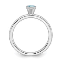 Sterling Silver Stackable Expressions High 4mm Round Aquamarine Ring | QSK460 ,