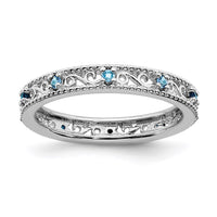 Sterling Silver Stackable Expressions Blue Topaz Ring | QSK1493 ,