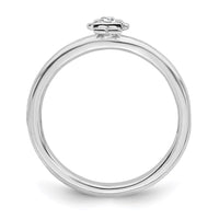 Sterling Silver Stackable Expressions Rhodium White Topaz Girl Ring | QSK1926 ,