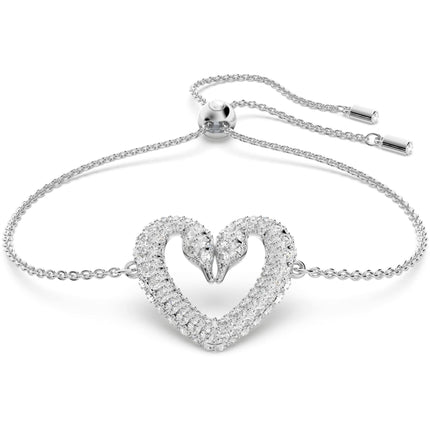 Swarovski Women's Bracelet - Una Heart Shape Rhodium Plated Crystal | 5625534 ,