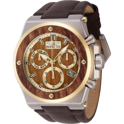 Invicta Unisex Watch - Akula Chronograph Brown and Gold Dial Leather Strap | 45716 ,