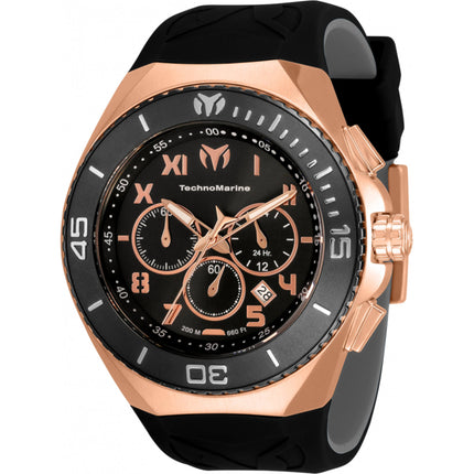 Technomarine Men's Watch - Manta Ocean Chrono Rose Gold Case Black Dial | TM-220009 ,