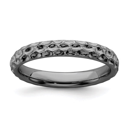 Sterling Silver Stackable Expressions Black-plated Ring | QSK277 ,
