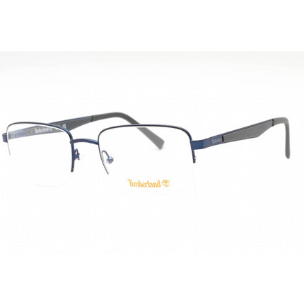 Timberland Men's Eyeglasses - Matte Blue Metal Rectangular Half Rim Frame | TB1787 091 ,