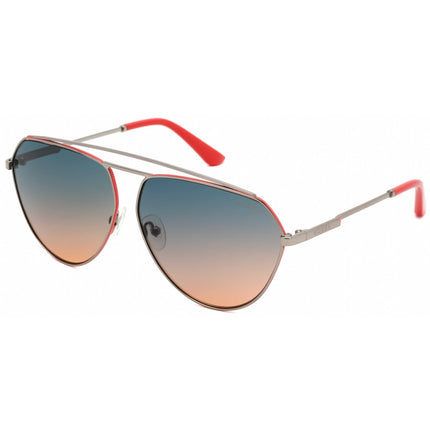 Guess Women's Sunglasses - Shiny Gunmetal Aviator Frame Smoke Lens | GU7783 08B ,