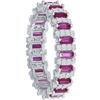 Classic Women's White and Ruby CZ Eternity Ring - W-2671 ,