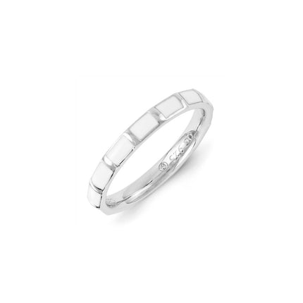Sterling Silver Stackable Expressions White Enameled Ring | QSK1432 ,