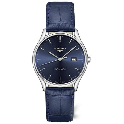 Longines Men's Watch - Lyre Automatic Silver Case Blue Dial Leather Strap | L49614922 ,