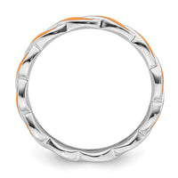 Sterling Silver Stackable Expressions Orange Enamel Ring | QSK1514 ,