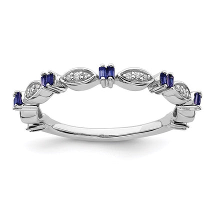 Sterling Silver Stackable Expressions Created Sapphire Diamond Ring | QSK2176 ,