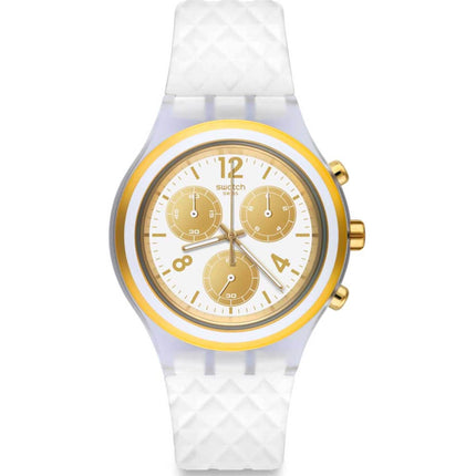 Swatch Men's Watch - Elegolden Chronograph White and Gold Tone Dial | SVCK1008 ,