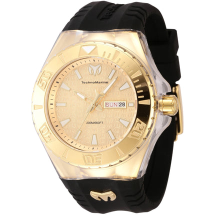 Technomarine Men's Watch - Cruise Monogram Gold Tone Dial Black Strap | TM-122012 ,