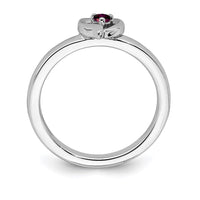 Sterling Silver Stackable Expressions Rhodolite Garnet Heart Ring | QSK1527 ,