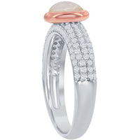 Classic Women's Rose Gold MOP Micro Pave CZ Ring - W-2042 ,