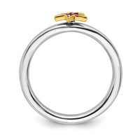 SS Stackable Expression Gold-Plated Cr. Ruby Star Ring | QSK2174 ,