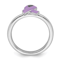 Sterling Silver Stackable Expressions Purple Enameled Awareness Ribbon Ring | QSK943 ,