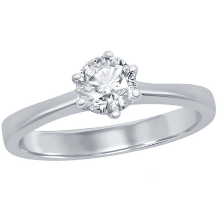 Classic Women's 5mm Solitaire CZ 6-prong Ring - W-2785 ,