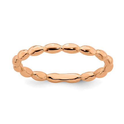 Sterling Silver Stackable Expressions Pink-plated Rice Ring | QSK216 ,