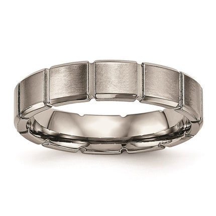 Titanium Brushed/Polished Grooved Ring | TB486 ,