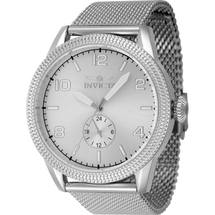 Invicta Men's Watch - Vintage Silver Dial Stainless Steel Mesh Bracelet Quartz | 47133 ,