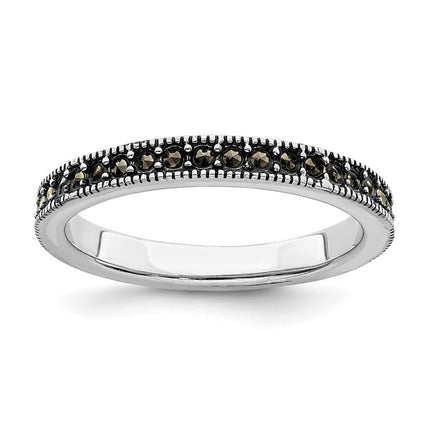 Sterling Silver Stackable Expressions Marcasite Band | QSK816 ,