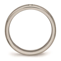 Titanium Polished Grooved Comfort Back CZ Ring | TB470 ,
