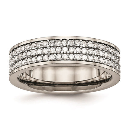 Titanium Polished with CZ Ring | TB477 ,