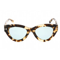 Tom Ford Unisex Sunglasses - Havana Cat Eye Frame Blue Mirrored Lens | FT0658 56X ,