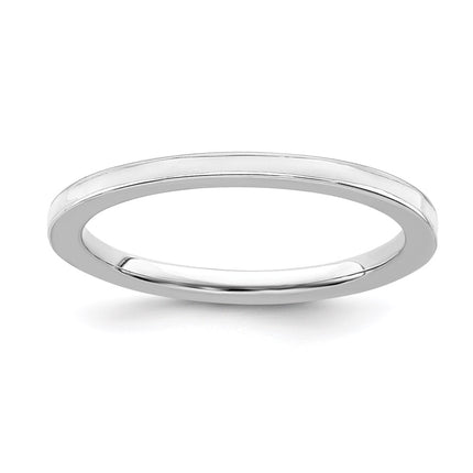 Sterling Silver Stackable Expressions White Enameled 1.5mm Ring | QSK139 ,