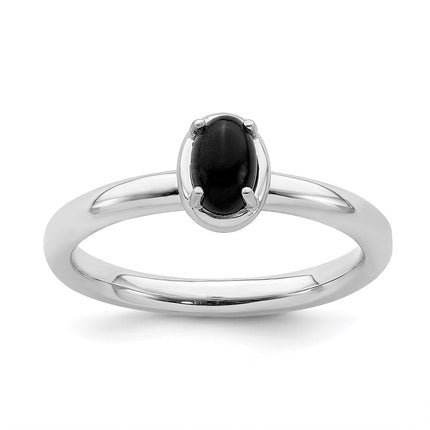 Sterling Silver Stackable Expressions Onyx Polished Ring | QSK902 ,