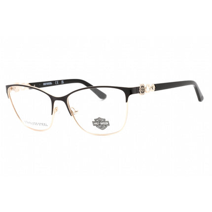 Harley Davidson Women's Eyeglasses - Shiny Black Metal Cat Eye Frame | HD0553 001 ,