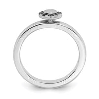 Sterling Silver Stackable Expressions Heart w/Black & White Diamond Ring | QSK1067 ,