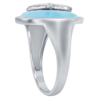 Women's Ring - Silver Round Larimar Starfish, Size 9 | W-2675-9 ,