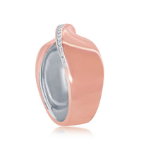 Sterling Silver Two-Tone Rose GP CZ Lining "X" Ring - W-2049 ,